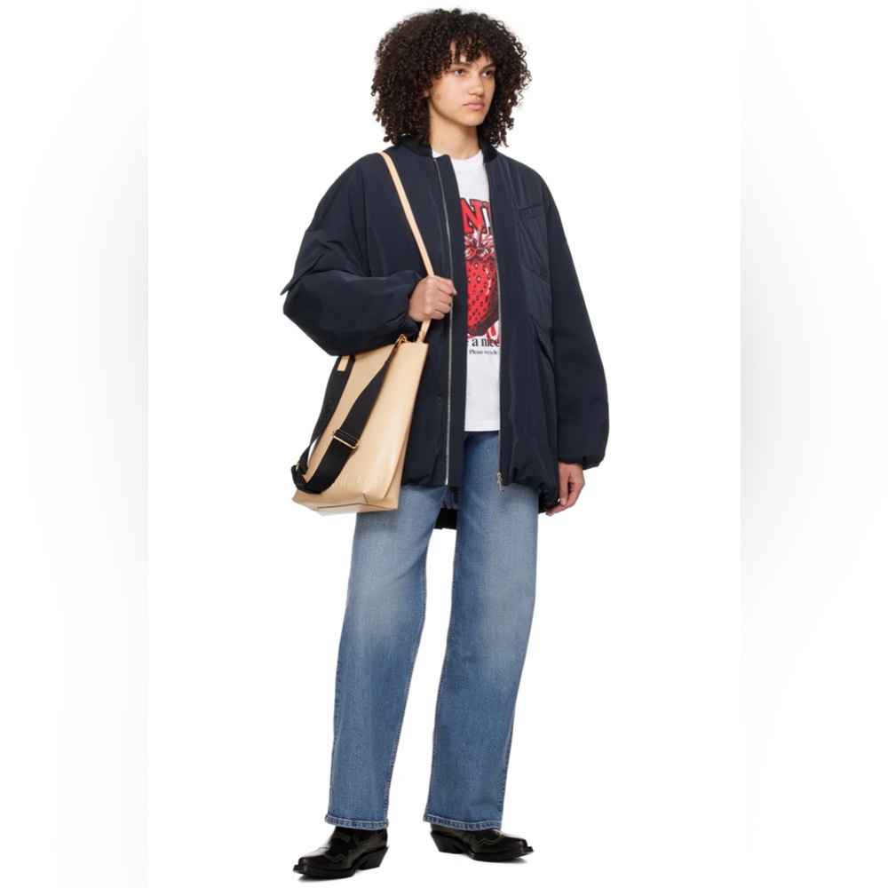 Gannie Navy Oversized Bomber Jacket